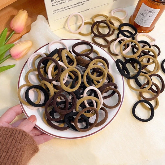 New 50PCS/Set Women Girls Candy Colors Nylon Basic Scrunchie Hair Tie Ponytail Hold Hair Rubber Bands Fashion Hair Accessories