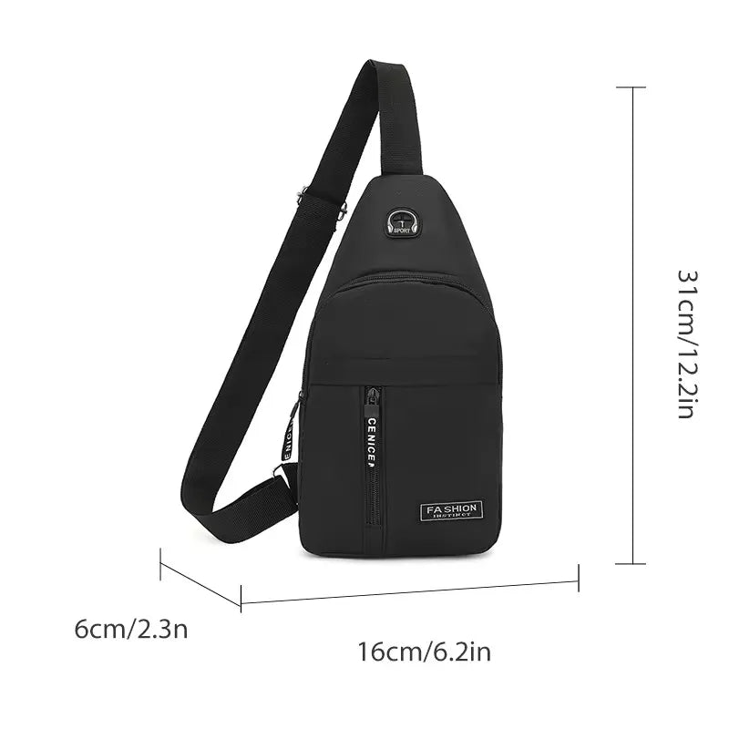 Men's New Nylon Canvas Chest Bag - Casual and Sports Style Single Shoulder Crossbody Bag with Chest Straps
