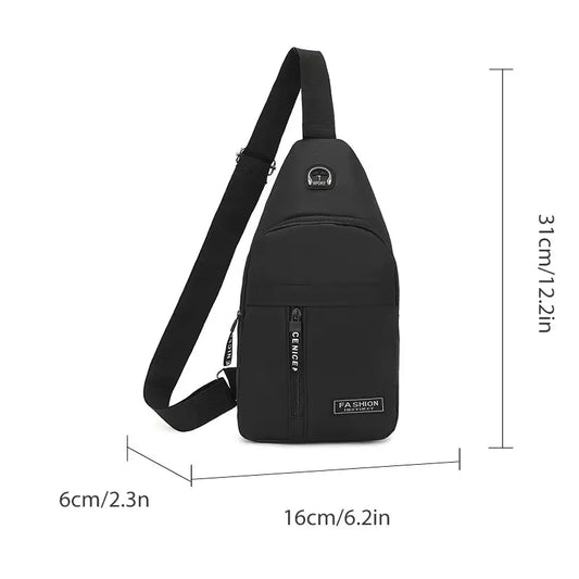 Men's New Nylon Canvas Chest Bag - Casual and Sports Style Single Shoulder Crossbody Bag with Chest Straps