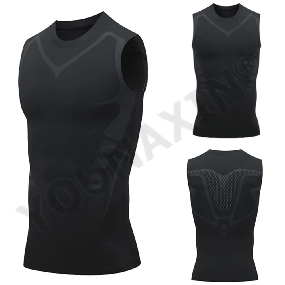 Men’s Sleeveless T-Shirts Base Layer Vest Basketball Sports Tight Gym Fitness Jogger Running Top Outdoor Tank S M L XL 2XL 3XL
