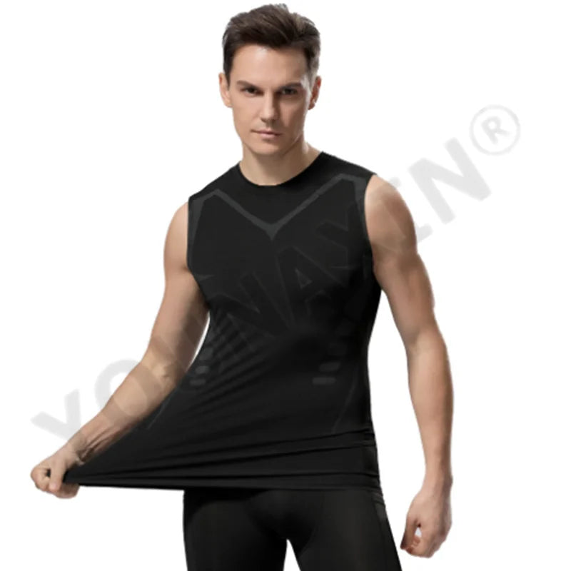Men’s Sleeveless T-Shirts Base Layer Vest Basketball Sports Tight Gym Fitness Jogger Running Top Outdoor Tank S M L XL 2XL 3XL