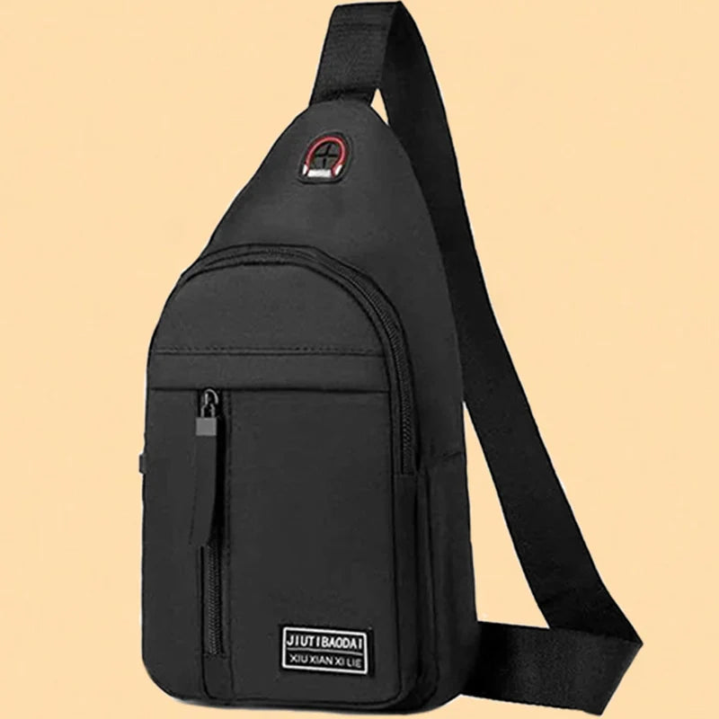 Men's New Nylon Canvas Chest Bag - Casual and Sports Style Single Shoulder Crossbody Bag with Chest Straps