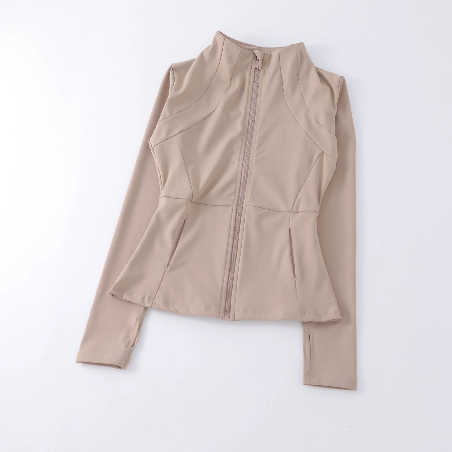 New yoga wear ladies coat round high elastic loose exercise yoga fitness long sleeve stand-up collar yoga tops