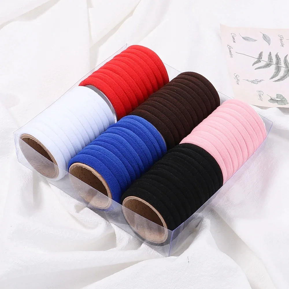 30Pcs/Set Women Elastic Hair Bands Girls Colorful Nylon Rubber Bands Headband Scrunchie Kids Ponytail Holder Hair Accessories