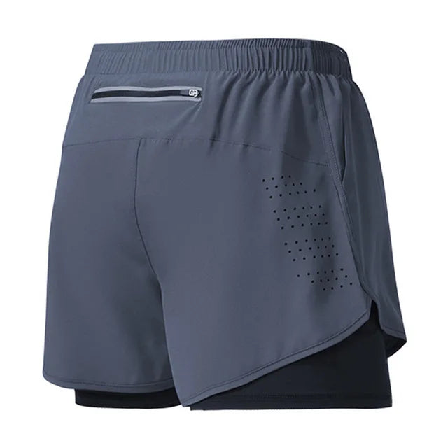 2025New Men's Fitness Training Shorts Summer 2 In 1 Quick Dry Gym Beach Running Double-deck Shorts Outdoor Sportswear Men shorts