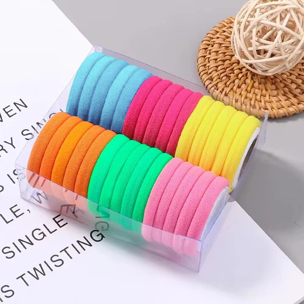 30Pcs/Set Women Elastic Hair Bands Girls Colorful Nylon Rubber Bands Headband Scrunchie Kids Ponytail Holder Hair Accessories