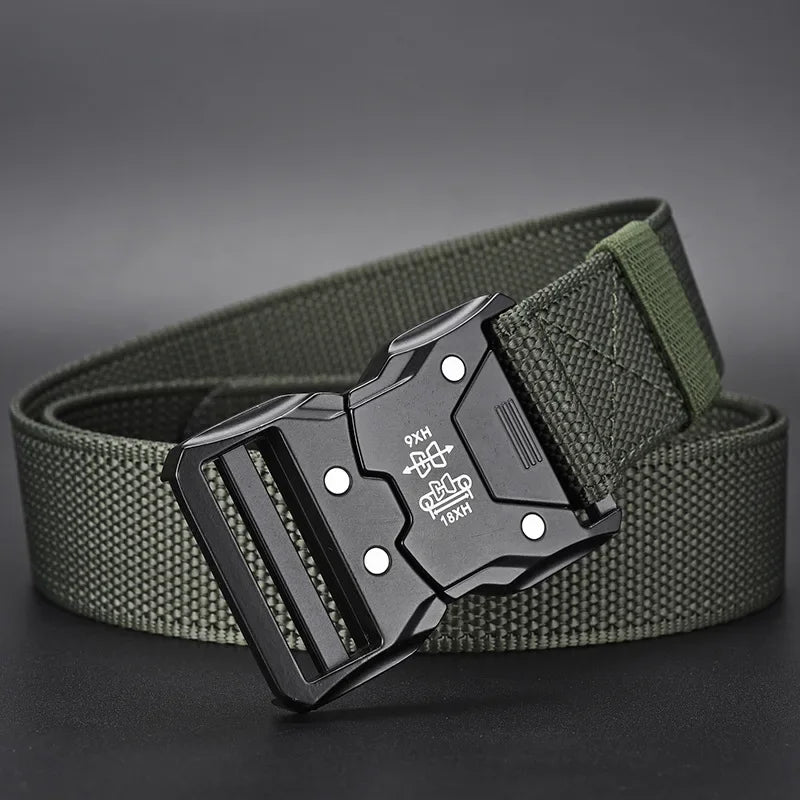 Men Belt Army Outdoor Hunting Tactical Outdoor Mountaineering Multifunctional Tactical Nylon Canvas Woven Trouser Belt