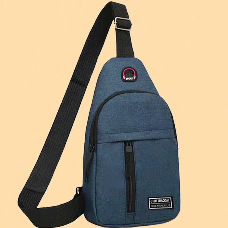 Men's New Nylon Canvas Chest Bag - Casual and Sports Style Single Shoulder Crossbody Bag with Chest Straps