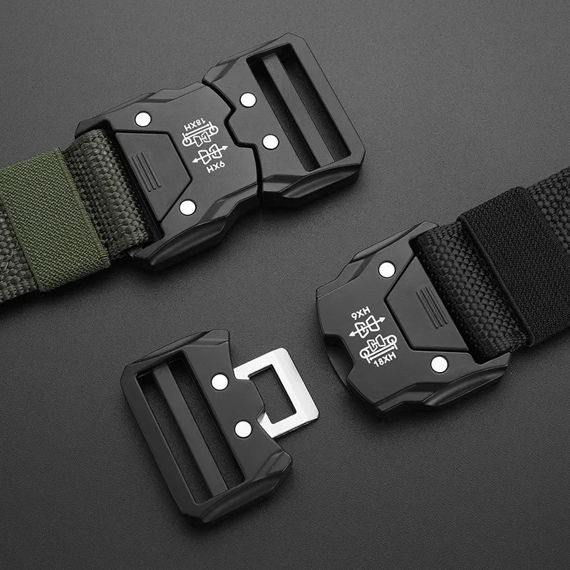 Men Belt Army Outdoor Hunting Tactical Outdoor Mountaineering Multifunctional Tactical Nylon Canvas Woven Trouser Belt