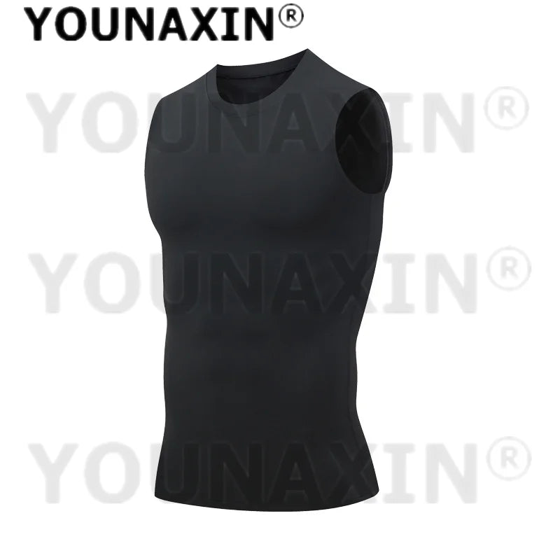 Men’s Sleeveless T-Shirts Base Layer Vest Basketball Sports Tight Gym Fitness Jogger Running Top Outdoor Tank S M L XL 2XL 3XL