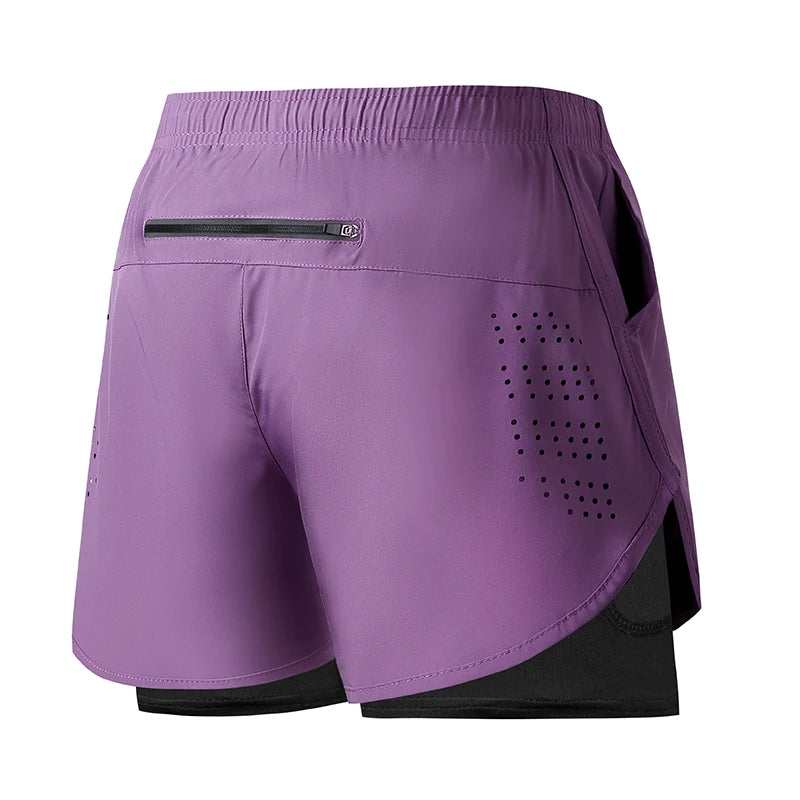 2025New Men's Fitness Training Shorts Summer 2 In 1 Quick Dry Gym Beach Running Double-deck Shorts Outdoor Sportswear Men shorts