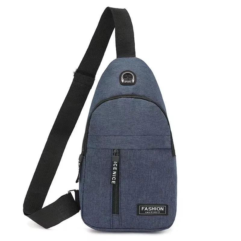 Men's New Nylon Canvas Chest Bag - Casual and Sports Style Single Shoulder Crossbody Bag with Chest Straps