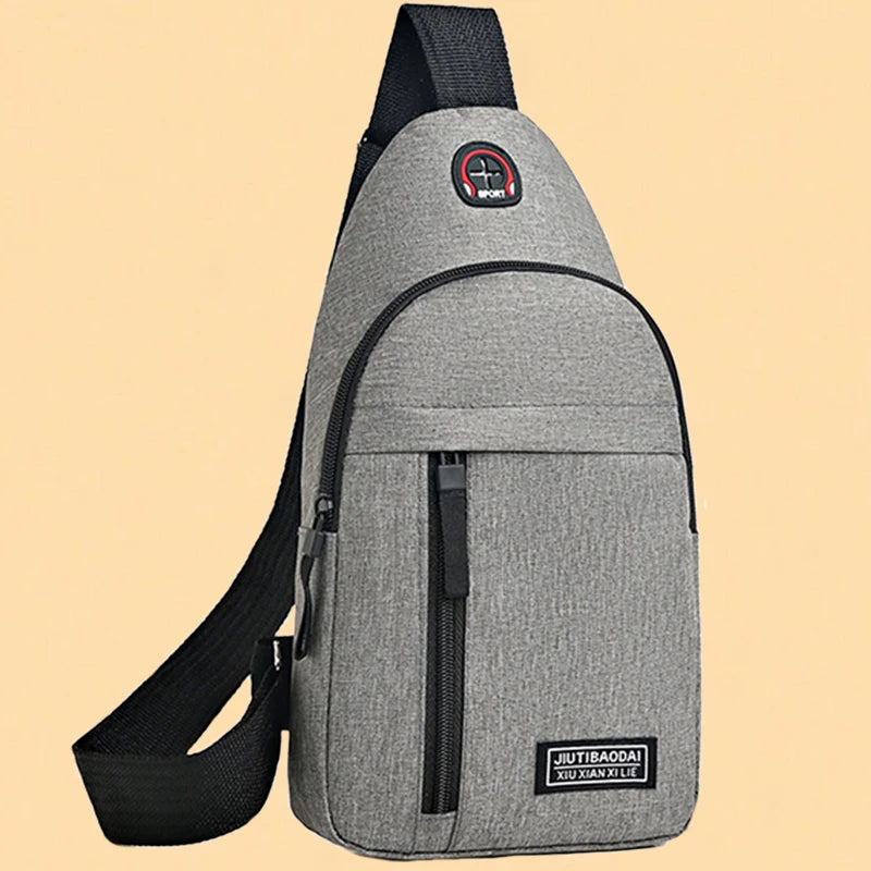 Men's New Nylon Canvas Chest Bag - Casual and Sports Style Single Shoulder Crossbody Bag with Chest Straps