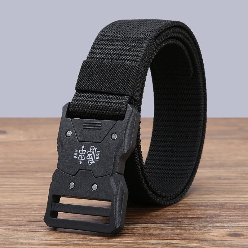 Men Belt Army Outdoor Hunting Tactical Outdoor Mountaineering Multifunctional Tactical Nylon Canvas Woven Trouser Belt