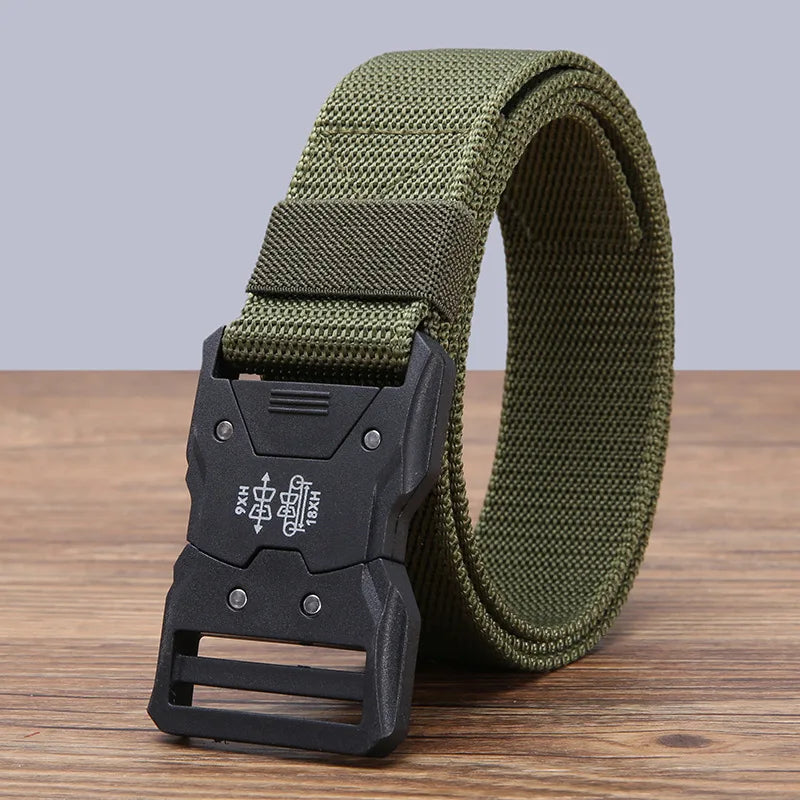 Men Belt Army Outdoor Hunting Tactical Outdoor Mountaineering Multifunctional Tactical Nylon Canvas Woven Trouser Belt