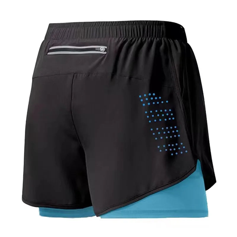 2025New Men's Fitness Training Shorts Summer 2 In 1 Quick Dry Gym Beach Running Double-deck Shorts Outdoor Sportswear Men shorts
