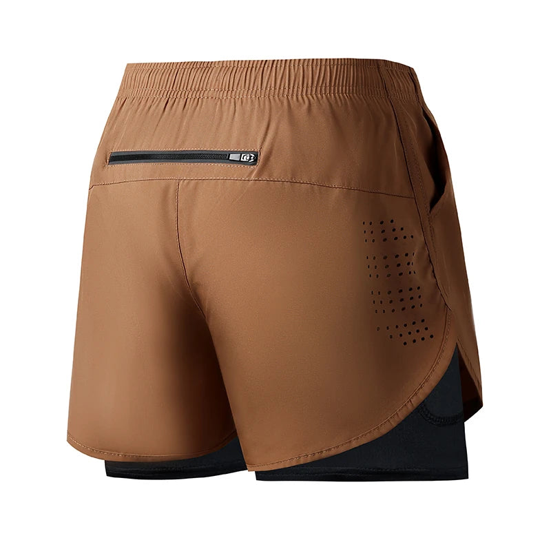 2025New Men's Fitness Training Shorts Summer 2 In 1 Quick Dry Gym Beach Running Double-deck Shorts Outdoor Sportswear Men shorts