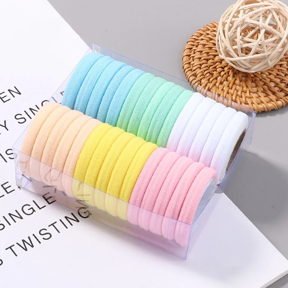 30Pcs/Set Women Elastic Hair Bands Girls Colorful Nylon Rubber Bands Headband Scrunchie Kids Ponytail Holder Hair Accessories