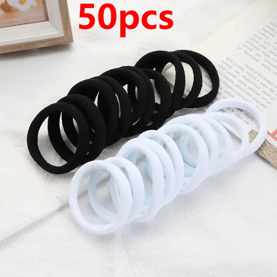 50PCS/Set New Women Girls Candy Colors Nylon Basic Scrunchie Hair Tie Ponytail Hold Hair Rubber Bands Fashion Hair Accessories