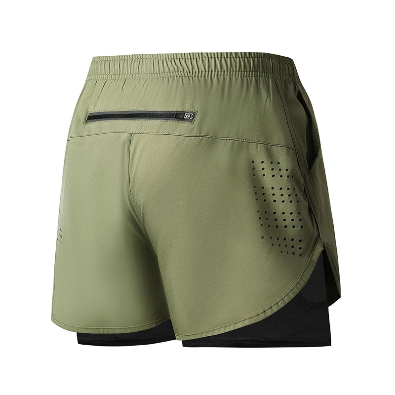 2025New Men's Fitness Training Shorts Summer 2 In 1 Quick Dry Gym Beach Running Double-deck Shorts Outdoor Sportswear Men shorts