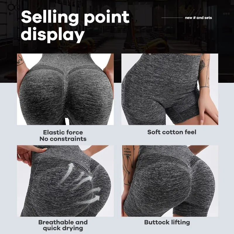 CZGUKE Women High Waist Workout Shorts Butt Lifting Tummy Control Ruched Booty Smile Yoga Short Pant