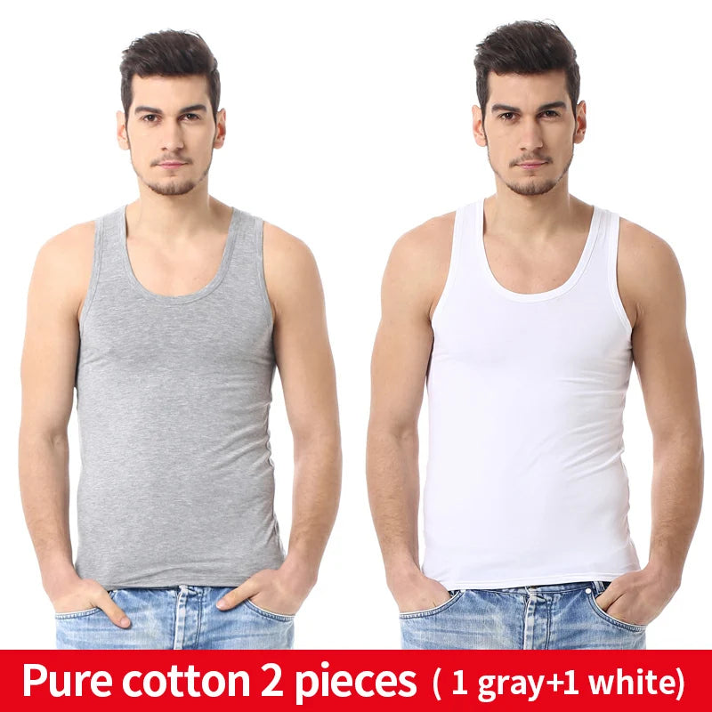 1/3/5 Piece Men's Cotton Sports Skinny Vest Teenagers Leisure Joker Sleeveless T Men's Fitness Training Simple Top