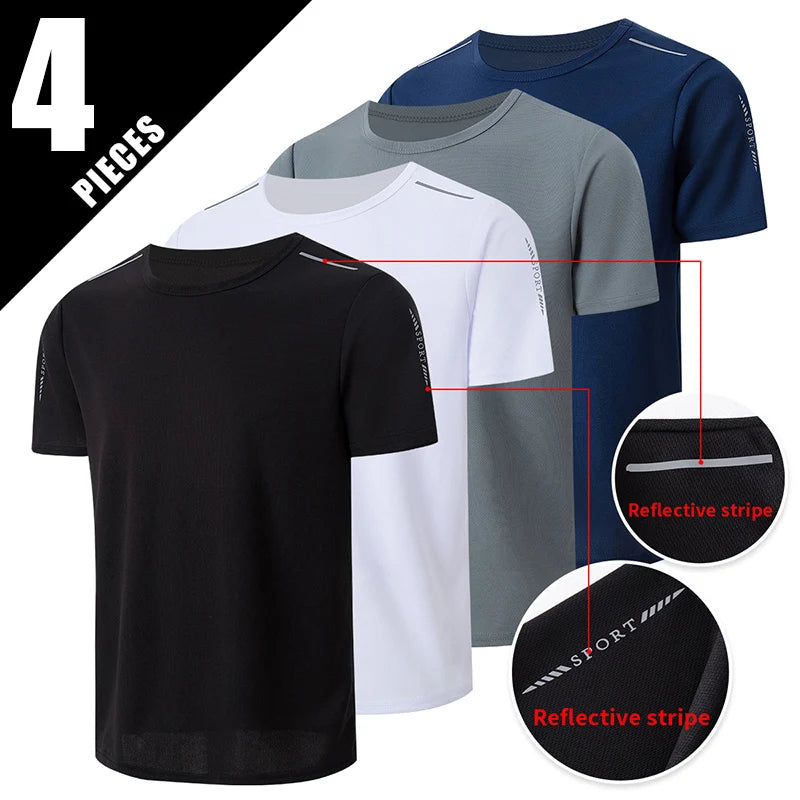 4/1/2 Pack Men's Gradient Quick-drying Sportswear Teenagers Leisure Joker Short-sleeved Multi-size Mixed-color Running Fitness T