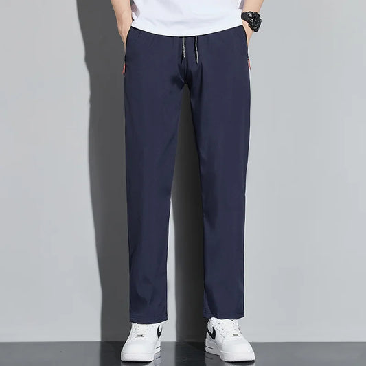 Men's Casual Pants Business Stretch Slim Fit Elastic Waist Jogger Korean Classic Blue Black Gray Male Brand Trousers