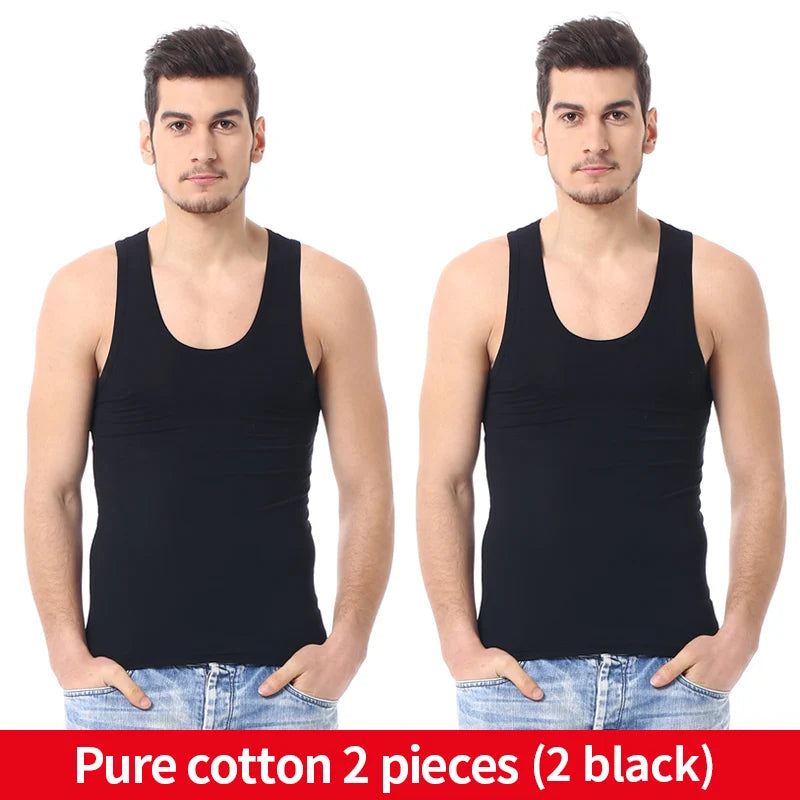 1/3/5 Piece Men's Cotton Sports Skinny Vest Teenagers Leisure Joker Sleeveless T Men's Fitness Training Simple Top
