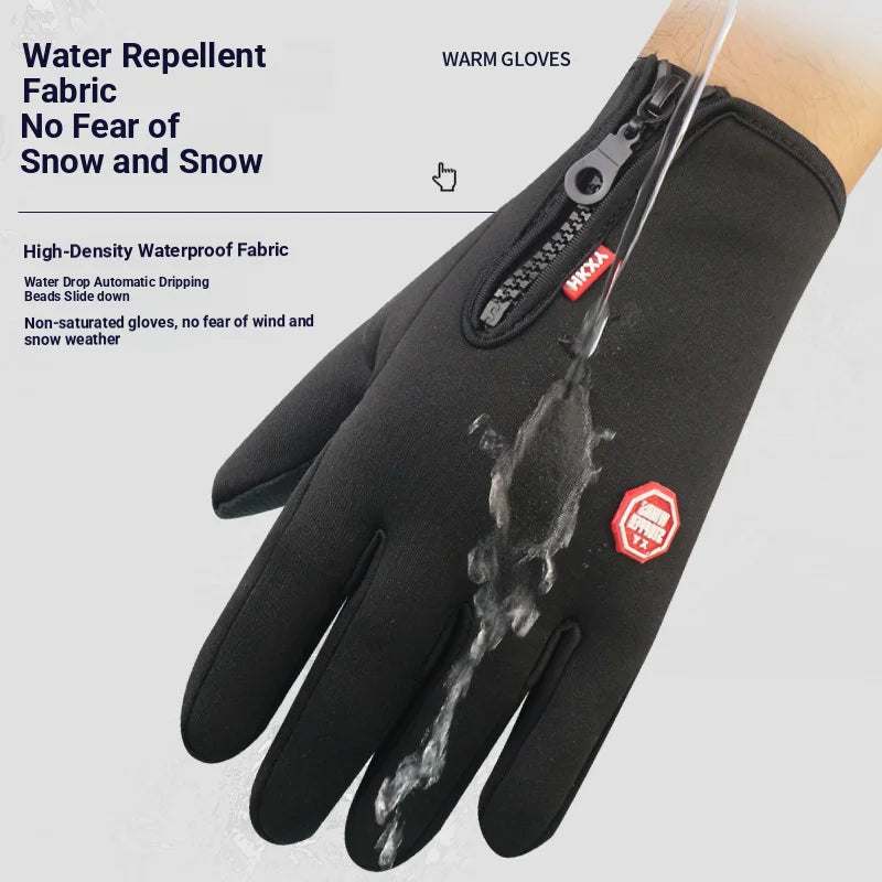 Warm Gloves Outdoor Cycling Zipper Gloves Men's Winter Women's Cycling Touchscreen Motorcycle Waterproof Warm Gloves
