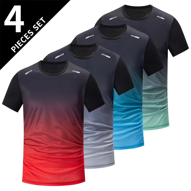 4/1/2 Pack Men's Gradient Quick-drying Sportswear Teenagers Leisure Joker Short-sleeved Multi-size Mixed-color Running Fitness T